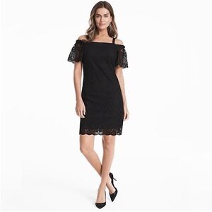 White House Black Market 🤍 Black Lace Midi Cocktail Dress